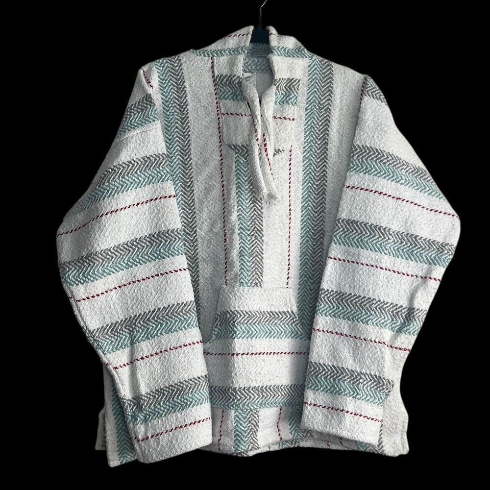 Baja Sol Textiles Adult XL Pullover Hoodie Baja Mexican Poncho Multicolor